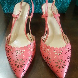 Kate Spade Coral Scalloped Slingback Sz 9